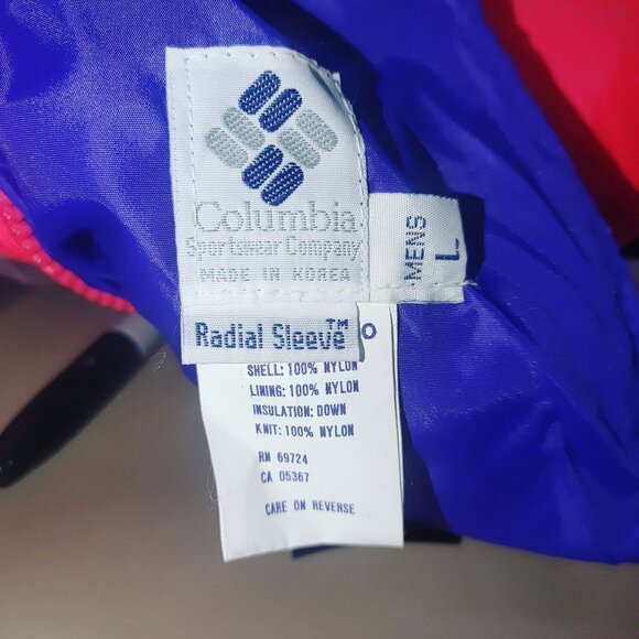 Columbia Down Reversible Puffer Jacket Large Vintage Purple Neon Pink Retro Ski - Picture 12 of 16